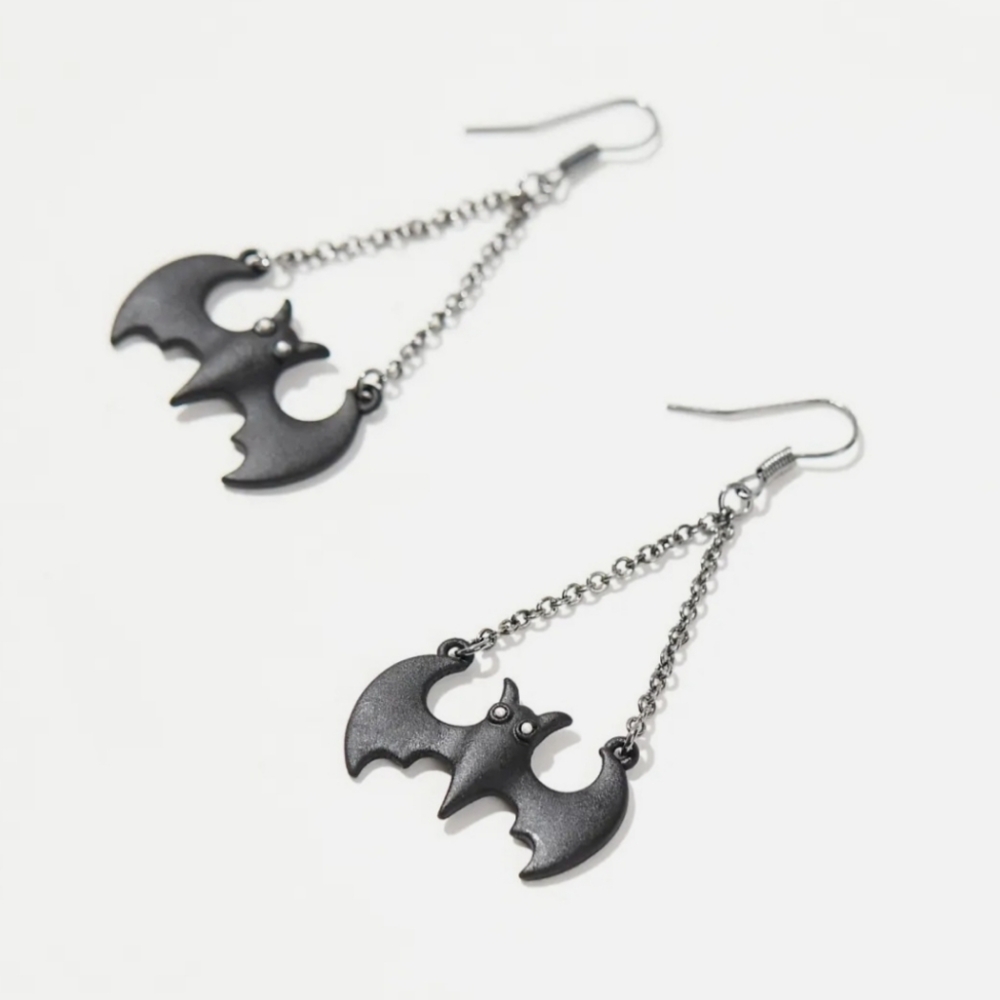Black Bat Dangle Earrings